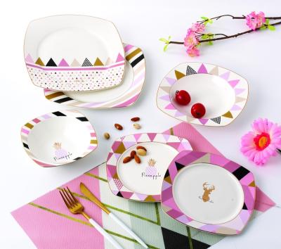 China New Viable Hot Selling Bone China Dinner Dishes Soup Bowl Porcelain Square Dish for sale