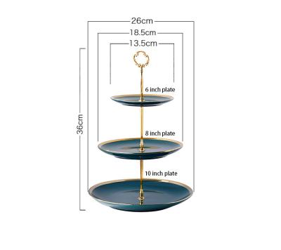 China Sustainable Porcelain Two Links Cake Stand Porcelain Dessert Rack 3 Tier Cake Plates for sale