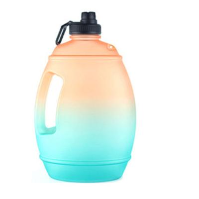 China 3.8L Sustainable Gym PETG Custom Logo Portable Handle Lid Round Shape One Gallon Sports Plastic Water Bottle for sale