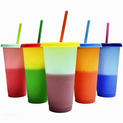 China Sustainable Reusable BPA Free Custom Plastic Eco-Friendly Color Changing Cold Tumbler24 oz Cups With Lids And Straws for sale