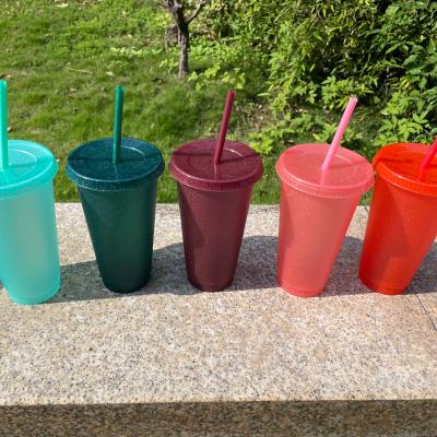 China 2021 Amazon Hot Popular Special Gift Iced Water Cup Tumbler Minimalist Cold Cups With Lid And Straw Glitter for sale