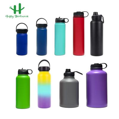 China Pastoral 32oz Large Capacity High Quality Powder Coated Stainless Steel Camping Hiking Double Wall Sports Gym Bottles Handle Lids for sale