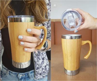 China Sustainable 304 Stainless Steel Layer Travel Cup Inner Bamboo Fiber Tumbler Pretty Design for sale