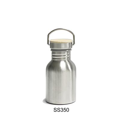 China Pastoral Simple Walled 350ml Powder Coating Vacuum Insulated Stainless Steel Wide Mouth Water Bottle With Bamboo Lid for sale