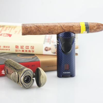 China Safety GUEVARA carbon fiber cigar lighter with puncher, multi-function single fire directly for sale