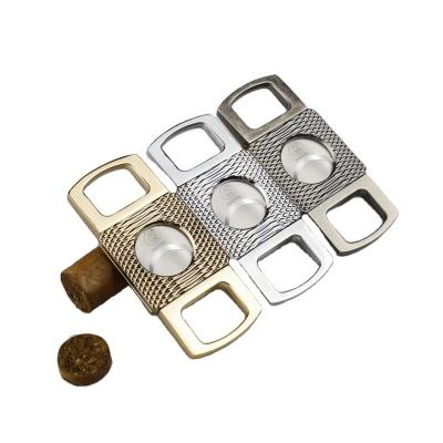 China Wholesale Portable Fascinating Metal Design Dual Style Blades Cigar Cutter Table Top Sharp Cigar Cutter for sale