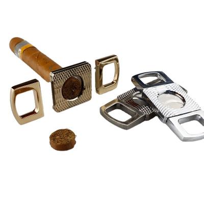 China Durable With Gift Box Personalized Small Cigar Cutter Double Blades Sharp Pocket Double Scissor Cigar Cutter for sale