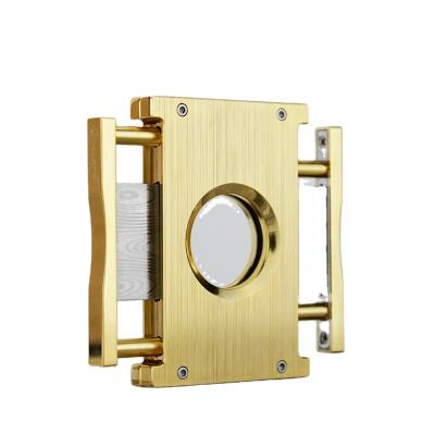 China New Sharp Metal Cigar Accessories Dual Blade Sharp Blades Cigar Cutter For Ladies Copper Cutter for sale