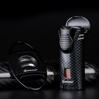 China Factory Custom Carbon Fiber Travel Cigar Tube Case Cigar Accessories Perfect Outdoor Handling Luxury Gift Set for sale