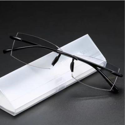 China Blue Light Blocking Presbyopic Eye Retro Glasses Rimles TR90 River Glass Reading Glasses Wholesale Slim Optical Women Men for sale