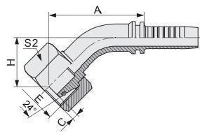 China Hydraulische Schlauchanlage 45 Ellenbogen Metrische weibliche 24 Kegel Sitz schwerer Serie DIN Standard zu verkaufen