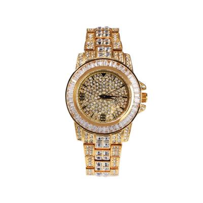 China New Date Automatic Iced Out Bling Bling Watch Quartz Gold Hip Hop Wristwatches With Micro Pave CZ Stainless Steel Strap Clock Hours for sale