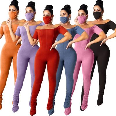 China Wholesale QUICK DRY autumn fashion cotton mine stripes stacked folds 2021 sexy bodycon overalls jumpsuit women for sale