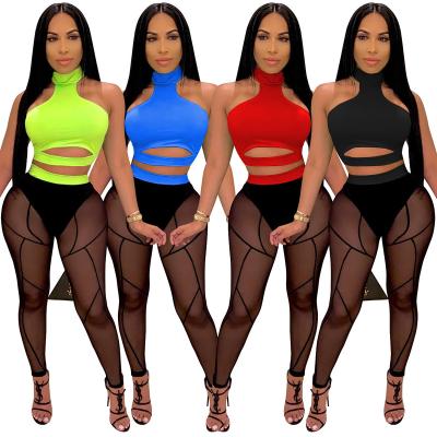 China Fashion QUICK DRY 2021 wholesale new products club 2 piece sexy transparent mesh set women's clothing autumn for sale