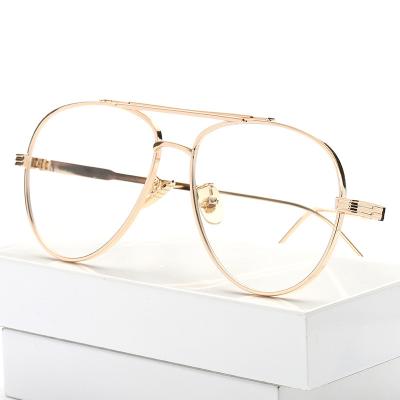 China For Reading Glasses 2021 New Fashion Large Glass Frame Metal Eyeglasses Frames Flat Mirror Women Men for sale