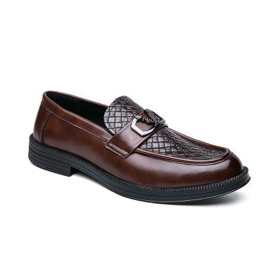 China Wholesale Retail Woven Loafer Brown Leather Grain Blucher Waterproof Comvarious Men's Formal Casual Dress Shoes for sale