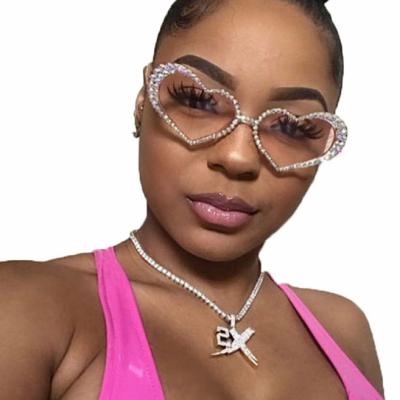 China Fashion Sunglasses Shape Custom Love Heart Shape Funny Diamond Frame Hot Popular Sunglasses For Woman for sale