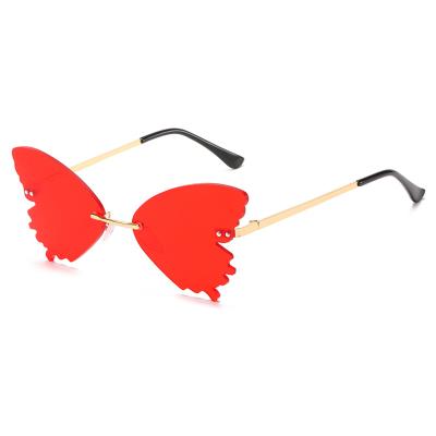 China Fashion Sunglasses Wings Rimless Sunglasses 2020 Best Selling Butterfly Frame UV400 Unique Irregular Party Photo Lenses for sale