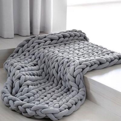 China Wholesale Custom Cable Weighted Blanket Anti-Static Chunky Knitted Blanket Sofa Blanket Throw Kids Adult Hand Crochet for sale