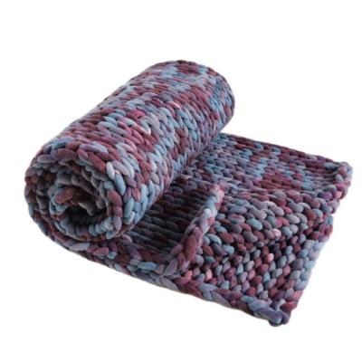 China KUANGS NEW PORTABLE DESIGN Soft Decorate Throw Handmade Cable Knit Cotton Blanket Baby Chunky Knitted Blanket for sale