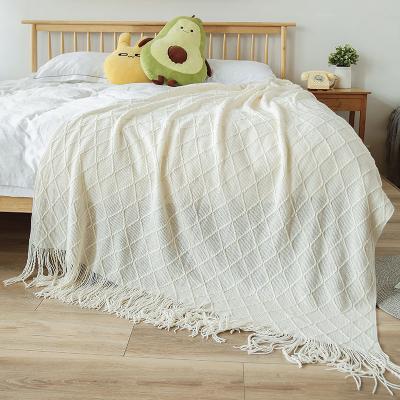 China Comy Anti-Static Fuzzy Tassels Custom Baby Knitted Customize Throw Knit Blanket For Bed Sofa for sale