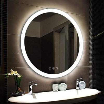 China Water Proof Drogging Moisture Proof Round Hollywood Decor Wall Mounted Large Bath Mirrors Makeup Vanity Led Smart Mirror for Home Strip Hotel Bathroom Decoration for sale