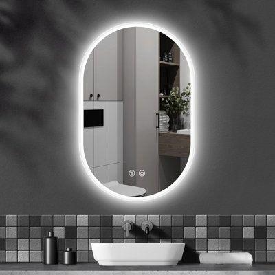 China Personalized Wholesale Smart Bathroom Mirror Vertical Horizontal Wall Hanging LED Lighted Defogging Dimming Decorative Intelligent Mirrors for sale