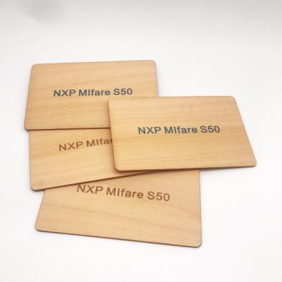 China Waterproof / Waterproof Custom LOGO Engraving Wooden RFID Card for sale