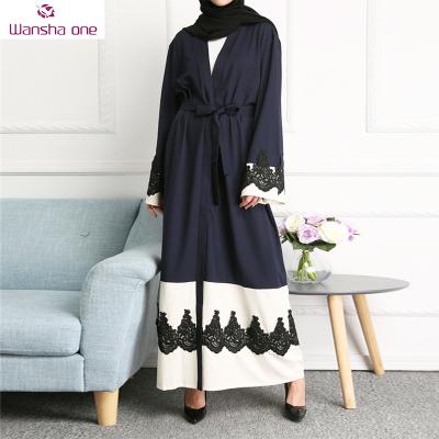 China Free Cloth Dubai Abaya Front Open Islamic Clothing Soft Waist Abaya Latest Design Embroidery Muslim Kimono Fashion for sale