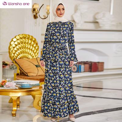 China High Quality Dubai Abaya Long Sleeve Casual Turkish Modest Muslimah Styling 2021 Muslim Maxi Dress Islamic Clothings for sale