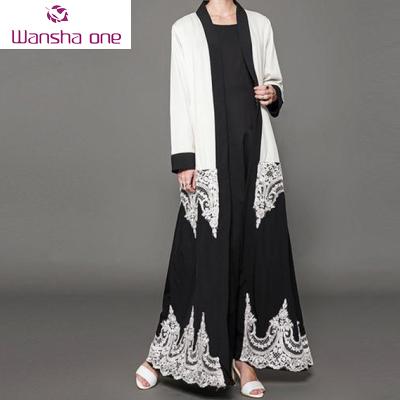 China Fashion Wholesale Embroidered Long Sleeves Kimono Moroccan Islamic Clothing Muslim Ladies Wear Robe Dubai Muslim Abayas for sale