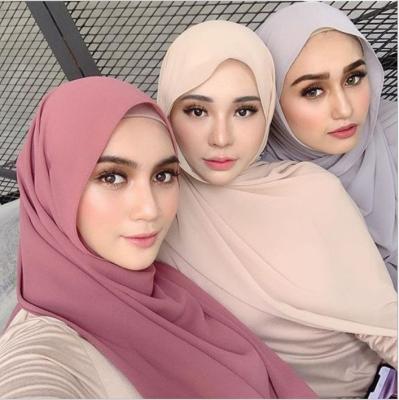 China Modest Muslimah Styling Wholesale online medina silk georgette satin tank top squishy veils for ladies fashion arabic black hijab for sale