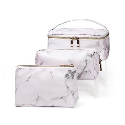 China Wholesale Marble PU Cosmetic Bag Women Fashion Factory Pattern Travel Portable Makeup Bag for sale