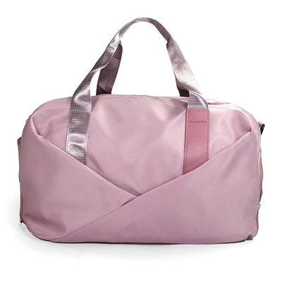 China Durable Customized Nylon Travel Duffel Bag Multifunctional Pink Color Gym Bag for sale