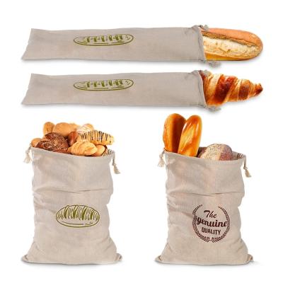 China Reusable Drawstring Oganic Bread Canvas Bag Drawstring Food Bag for sale