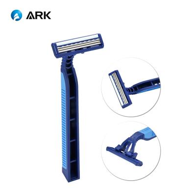 China New Design Triple Blade Rubber Handle Flexible Head 3 Blade Razor for sale