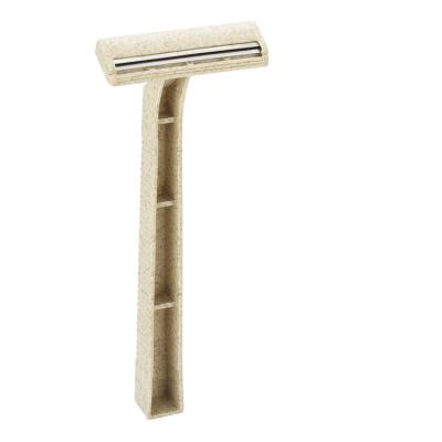 China Twin Blade 2 Blade Straw Material Environmental Protection Razor Stainless Steel Blade Men Razor for sale