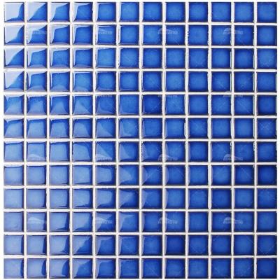 China Modern 1 Inch Blue Glazed Porcelain Ceramic Best Types Of Tile Pools Beaten Quality Pool Tiles Swming Mosic Pool Tiles for sale