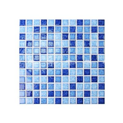 China Wholesale Materials 23X23MM Vintage Factory Building Square Flower Pattern Classic Floor Pool Tiles Ceramic for sale