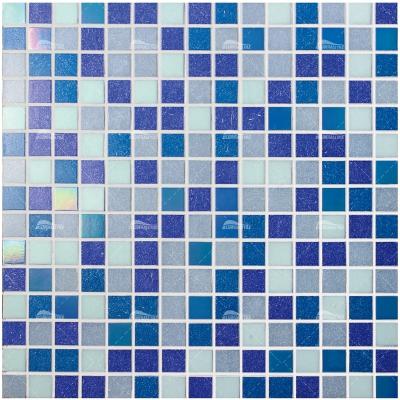 China Modern Bluwhale Tile 20X20mm Hot Melt Gold Line Blue Pool Glass Mosaic Tile Mosaics For Hotel Spa Decoration for sale