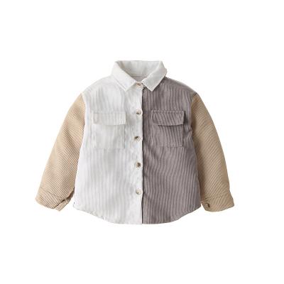 China Girls' fashion spring and autumn Korean color-blocking children's fashionable casual shirts western style stitching long sleeve for sale