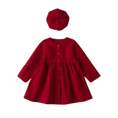 China ENGLAND STYLE girls dress kids jacket spring and autumn princess dress kids fashion sweet long sleeve dress including hat for sale