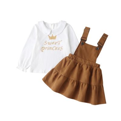 China Sweet girls' suits, children's spring and autumn T-shirt suspenders and skirts, two-piece suits, children's spring fashion skirt suit for sale