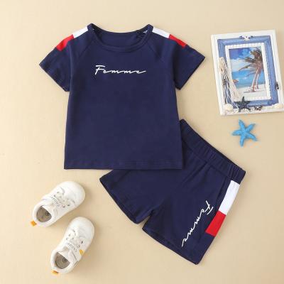 China 100% Cotton Children's Sports Suits Children Clothing Boys And Girls Summer Short Sleeve T-shirt Shorts Casual Suits for sale