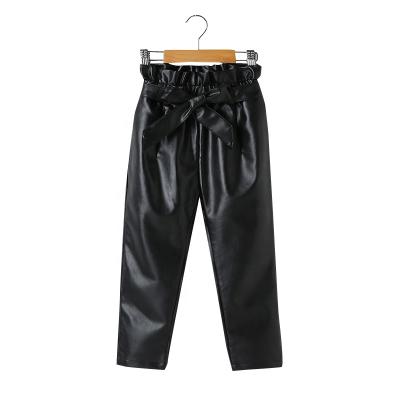 China Girls straight spring and autumn leather pants children's wear girls' leather pants suitable for 3-7 years for sale