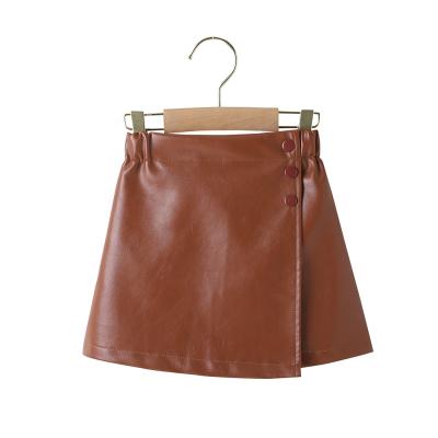 China Girls PU Leather Synthetic Leather Skirts, Kids Clothes, Girls Fashion Short Skirts, Leather Skirts Suitable For 3-7 Years for sale