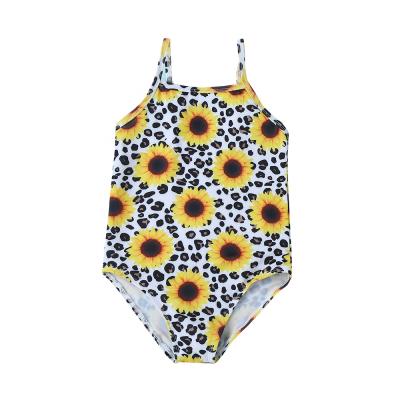 China Bikini girls' swimsuit, children's clothing, sunflower flower pattern, one-piece swimsuit, cute girl, fashion swimsuit for sale