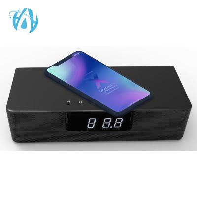 China Mini High Quality Wireless Charging Clock 10W 2.0CH Stereo Bass Surround Sound Best Bluetooth Speaker for Bedroom for sale