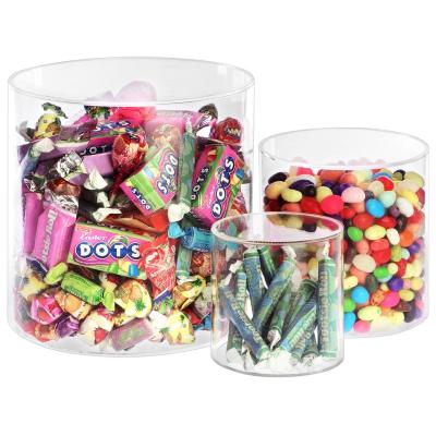 China Simple And Functional Acrylic Countertop Candy Cylinder Riser Show Stackable Candy Display Case for sale