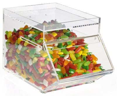 China Supermarket Shelf Countertops Candy Potato Chip Display Rack Acrylic Candy Counter / Table Bin for sale